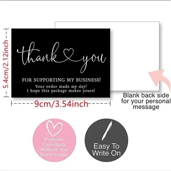 3 for $26 - 50 Thank You for supporting my small business Cards - Black & White - Picture 4 of 5